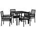 Set da pranzo da giardino in 5 pezzi con cuscini in polyrattan nero - Foto miniatura 1