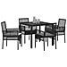 Set da pranzo da giardino in 5 pezzi con cuscini in polyrattan nero - Foto miniatura 3