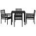 Set da pranzo da giardino in 5 pezzi con cuscini in polyrattan nero - Foto miniatura 7