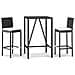 Set Bar da Giardino 3 pz con Cuscini in Polyrattan Nero - Foto miniatura 1