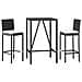 Set Bar da Giardino 3 pz con Cuscini in Polyrattan Nero - Foto miniatura 3