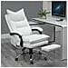 Poltrona Da Ufficio In Similpelle Bianca Regolabile Reclinabile Con Poggiapiedi - Foto miniatura 2