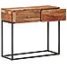 Tavolo Consolle 90x35x75 Cm In Legno Grezzo Di Acacia - Foto miniatura 2