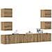 Mobili Tv A Parete 6 Pz Rovere Artigianale Legno Multistrato - Foto miniatura 1