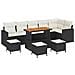 Set Divano da Giardino con Cuscini 10 Pezzi Nero Polyrattan Acacia, Set da Pranzo da Giardino 4 Pezzi con Cuscini Nero Polyrattan Acacia - Foto miniatura 1