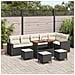 Set Divano da Giardino con Cuscini 10 Pezzi Nero Polyrattan Acacia, Set da Pranzo da Giardino 4 Pezzi con Cuscini Nero Polyrattan Acacia - Foto miniatura 2