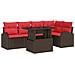 Set Divano da Giardino 6 pcs Marrone e rosso polyrattan - Foto miniatura 1
