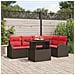 Set Divano da Giardino 6 pcs Marrone e rosso polyrattan - Foto miniatura 2