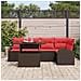 Set Divano da Giardino 6 pcs Marrone e rosso polyrattan - Foto miniatura 3
