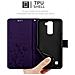 Custodia Compatibile Con Lg K7 In Lilla Scuro Fiore - Coperchio Protettivo In Design Floreale Con Chiusura Magnetica, Funzione Stand E Slot Per Carte - Foto miniatura 6