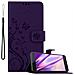Custodia Compatibile Con Honor 8 / 8 Premium In Lilla Scuro Fiore - Coperchio Protettivo In Design Floreale Con Chiusura Magnetica, Funzione Stand E Slot Per Carte - Foto miniatura 1