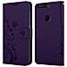 Custodia Compatibile Con Honor 8 / 8 Premium In Lilla Scuro Fiore - Coperchio Protettivo In Design Floreale Con Chiusura Magnetica, Funzione Stand E Slot Per Carte - Foto miniatura 8
