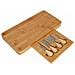 Kh-1567 Tagliere Per Formaggi In Bambù Con Utensili E Cassetto - Foto miniatura 7