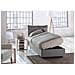 Letto Singolo Luna, Letto Contenitore Con Rivestimento In Tessuto, 100% Made In Italy, Apertura Laterale, Adatto Per Materasso Cm 80x190, Grigio - Foto miniatura 2
