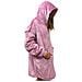 Felpa Plaid Coperta Retro Agnellato Con Tasca Sherpa Inverno Caldo Tinta Unita Felpone Rosa - Foto miniatura 2