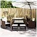 Set Da Pranzo Da Giardino 6pz Con Cuscini In Polyrattan Marrone - Foto miniatura 1
