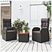 Set Mobili Giardino 3pz Nero Polyrattan e Legno Massello Acacia - Foto miniatura 3