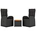 Set Mobili Giardino 3pz Nero Polyrattan e Legno Massello Acacia - Foto miniatura 7