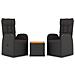 Set Mobili Giardino 3pz Nero Polyrattan e Legno Massello Acacia - Foto miniatura 1