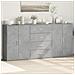 Credenze 3 Pz Grigio Cemento 60x31x84 Cm In Legno Multistrato - Foto miniatura 1
