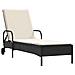 Lettino Prendisole con Ruote e Cuscino in Polyrattan Nero - Foto miniatura 1