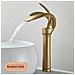 Rubinetto per lavabo da bagno, Blackswan, tipo M219, modello oro con bocca a cascata e montaggio su piano, misura 34 cm - Foto miniatura 2
