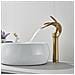 Rubinetto per lavabo da bagno, Blackswan, tipo M219, modello oro con bocca a cascata e montaggio su piano, misura 34 cm - Foto miniatura 3