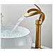 Rubinetto per lavabo da bagno, Blackswan, tipo M219, modello oro con bocca a cascata e montaggio su piano, misura 34 cm - Foto miniatura 4