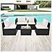 13 Pz Set Divano Da Giardino In Polyrattan Nero - Foto miniatura 1