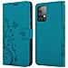 Custodia Compatibile Con Samsung Galaxy A52 5g In Blu Fiore - Coperchio Protettivo In Design Floreale Con Chiusura Magnetica, Funzione Stand E Slot Per Carte - Foto miniatura 7