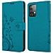 Custodia Compatibile Con Samsung Galaxy A52 5g In Blu Fiore - Coperchio Protettivo In Design Floreale Con Chiusura Magnetica, Funzione Stand E Slot Per Carte - Foto miniatura 8
