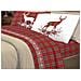 Completo Lenzuola Flanella Pensieri Delicati 100% Cotone Disegno Cervo Tartan Matrimoniale Rosso - Foto miniatura 1