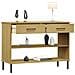 Mobile Consolle Gambe Metallo Marrone Legno Massello Pino Oslo - Foto miniatura 3