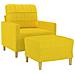 Poltrona Con Poggiapiedi Giallo Chiaro 60 Cm In Tessuto - Foto miniatura 3
