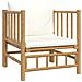 Set Salotto da Giardino 5pz con Cuscini Bianco Crema in Bambù - Foto miniatura 5