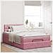 Struttura Letto Pouf con Materasso Rosa 120x200 cm Velluto - Foto miniatura 3