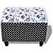 Poggiapiedi Ottomano Trapuntato Fiori A Puntini Blu & Bianco - Foto miniatura 4