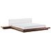 Letto Matrimoniale In Legno Marrone Chiaro E Pelle Bianca 180x200cm Zen - Foto miniatura 4