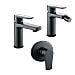 Tris Rubinetti Miscelatori Bidet Lavabo Doccia Incasso Linea Africa Nero Opaco - Foto miniatura 1