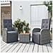 Set Mobili Giardino 3pz Grigio Polyrattan Legno Massello Acacia - Foto miniatura 3