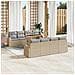 Set da Pranzo da Giardino 9 Pezzi con Cuscini Beige Polyrattan Acacia - Foto miniatura 2