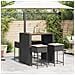 Set Bar da Giardino 5 pz con Cuscini in Polyrattan Nero - Foto miniatura 3