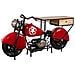 Barra Portabottiglie Moto In Legno Rosso E Metallo 200x43x94h - Foto miniatura 1