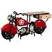 Barra Portabottiglie Moto In Legno Rosso E Metallo 200x43x94h - Foto miniatura 3