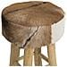 Sgabello In Legno Di Teak Marrone E Pelle Di Agnello Walton - Foto miniatura 17
