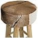 Sgabello In Legno Di Teak Marrone E Pelle Di Agnello Walton - Foto miniatura 5