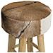 Sgabello In Legno Di Teak Marrone E Pelle Di Agnello Walton - Foto miniatura 10