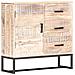 Credenza Bianca 73x30x75 Cm In Legno Massello Di Acacia - Foto miniatura 1