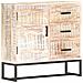 Credenza Bianca 73x30x75 Cm In Legno Massello Di Acacia - Foto miniatura 15