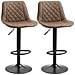 Set 2 Sgabelli da Bar con Altezza Regolabile e Girevoli, Rivestimento in Finta Pelle, Marrone Scuro - Foto miniatura 1